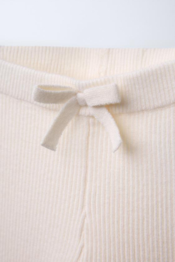 ZARA ОДНОТОННЫЕ ЛЕГИНСЫ В РУБЧИК, ЭКРЮ