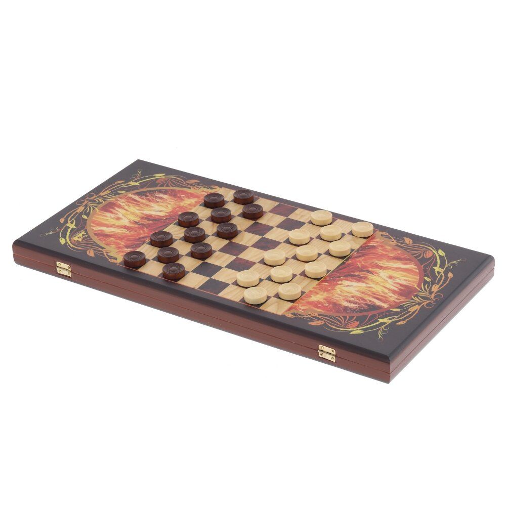 GAEM Игра настольная 2 в 1 ( шашки, нарды) "Огненная лошадь", L60 W30 H4 см