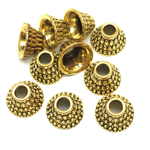 Шапочки для бусин 14х8 мм, под золото
