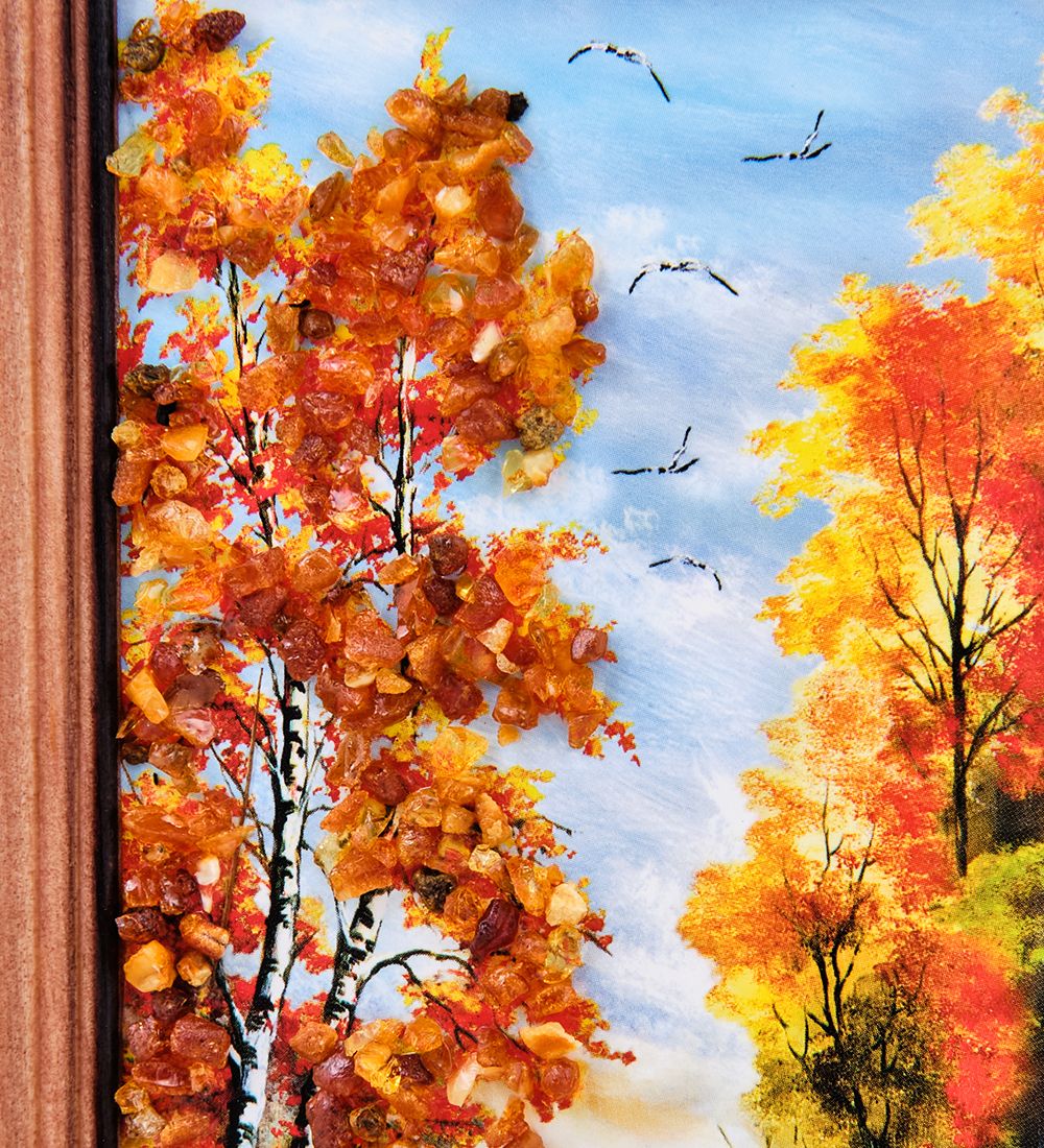 AMB-74/15 Картина «Водопад» (с янтарной крошкой) дер.краш.рамка 12х15