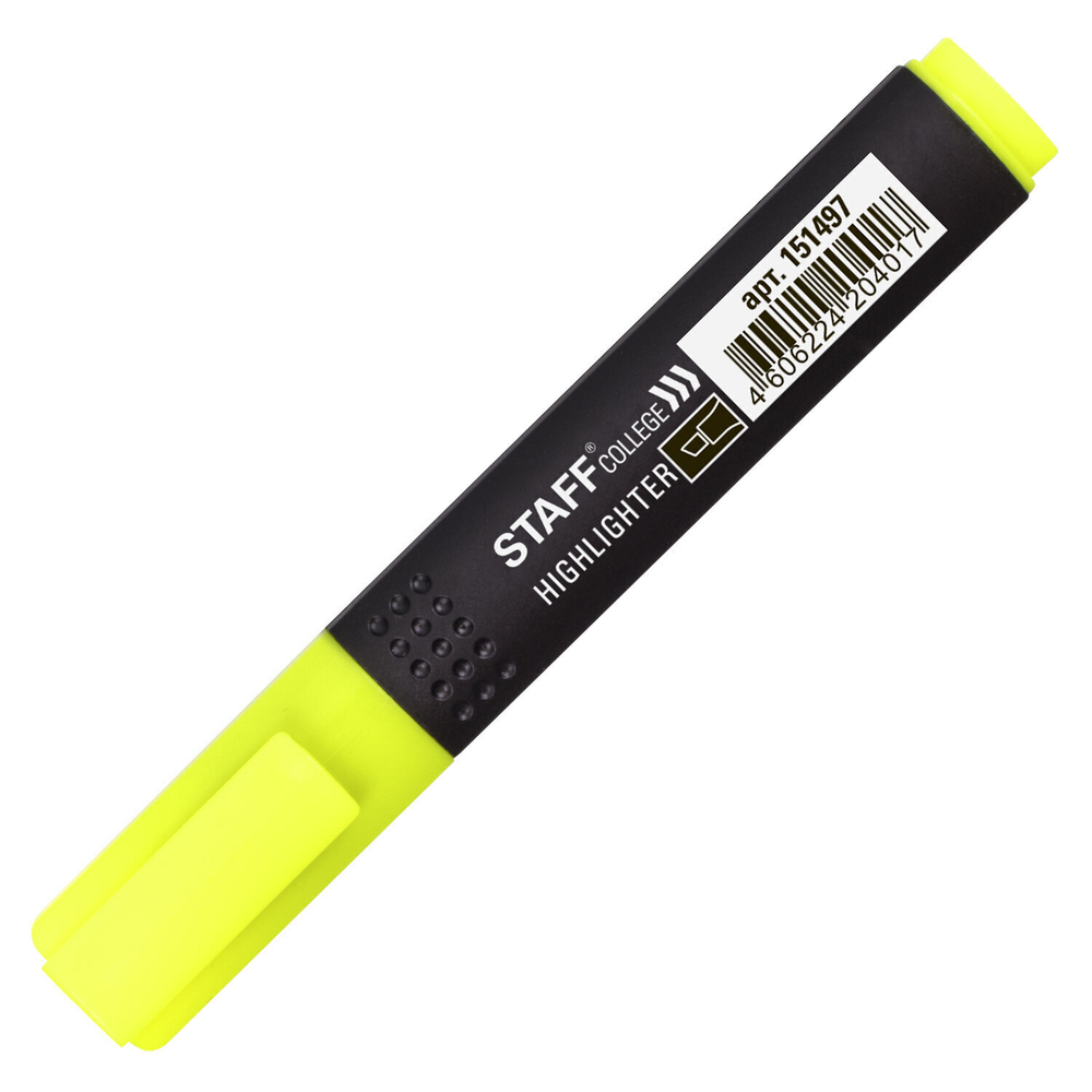 Текстовыделитель STAFF College "STICK HL-497" желтый 1-4 мм (72 штуки в упаковке)