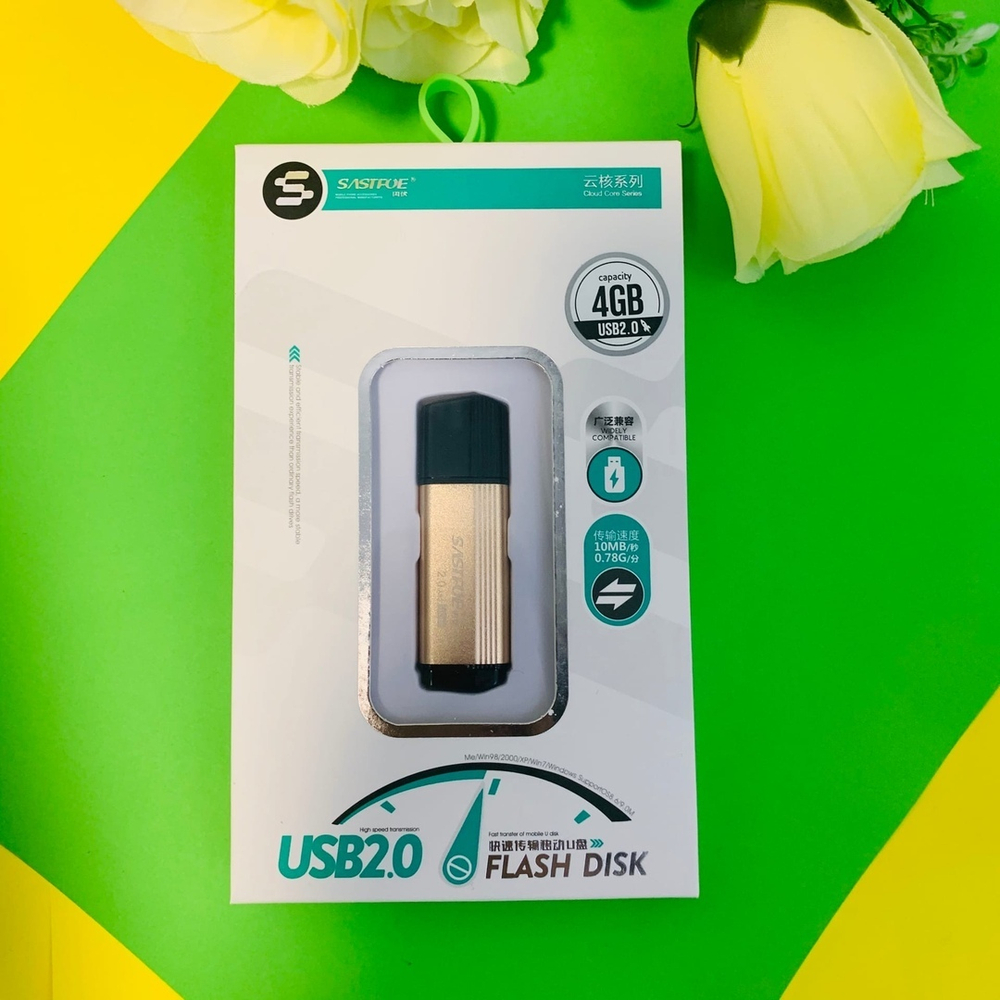 USB Флешка 4GB Sastfoe, USB 2.0, золотая АКЦИЯ
