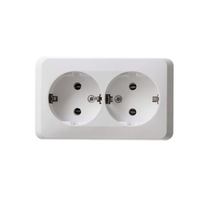 Розетка двойная с заземлением 16А Systeme Electric (Schneider Electric) Etude, белый PA16-007B