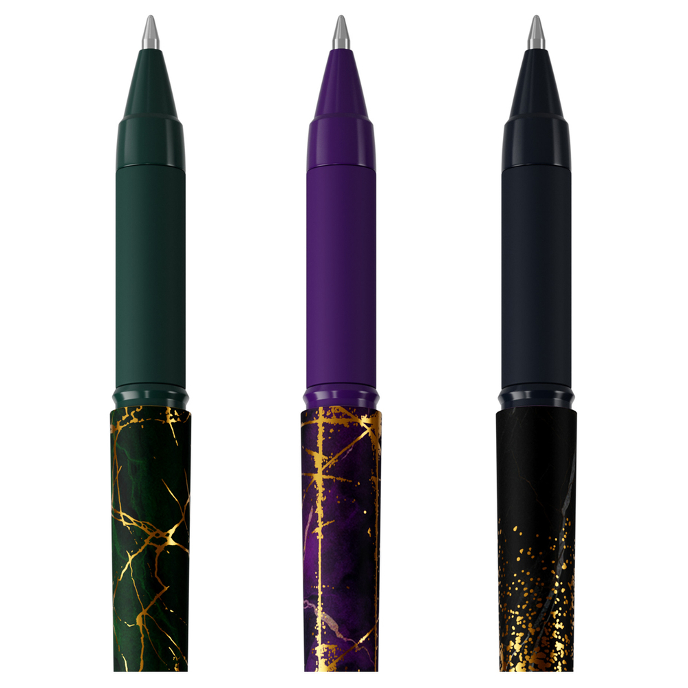 Ручка шариковая Berlingo "Golden Shade" синяя, 0,7мм, грип, рисунок на корпусе, ассорти