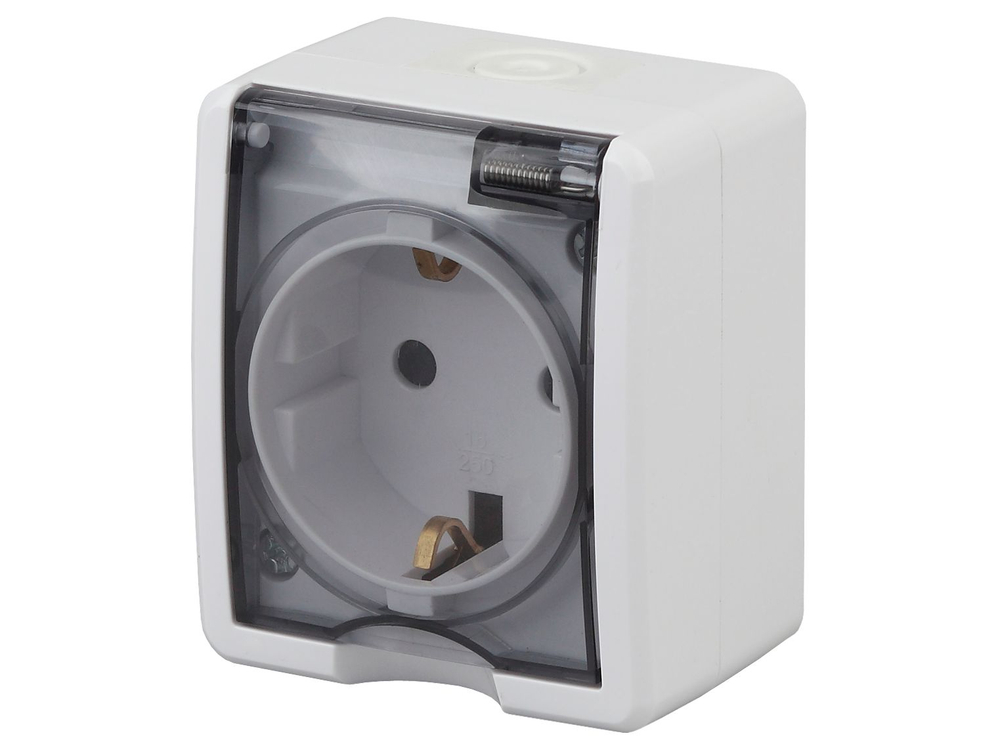 Розетка 1-местная ЭРА б/з штепсельная влагозащищенная открытой установки 16А IP54