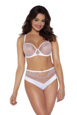 Высокие трусики-бразилиана из эластичного трикотажа и сетки (Размер: L) (Цвет: белый)