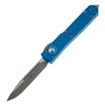 Microtech Ultratech S/E - нож автомат., синяя алюм. рук-ть, клинок апокалиптик