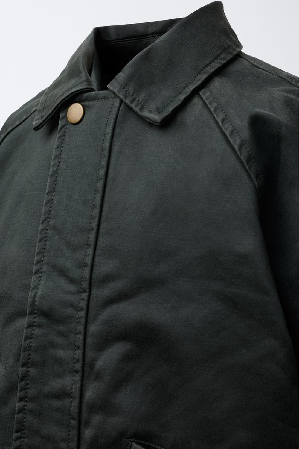 ZARA КУРТКА ИЗ ВОЩЕНОЙ ТКАНИ, ТЕМНЫЙ ХАКИ