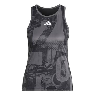 Женская теннисная майка adidas Club Graphic Tank Top Women - Black, Dark Grey
