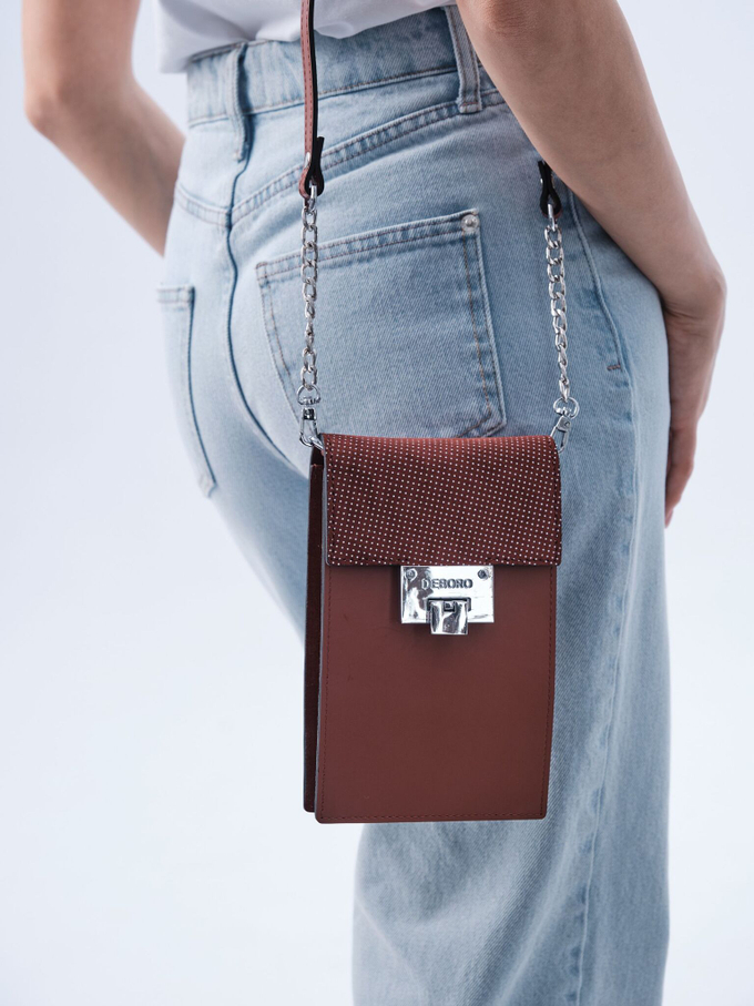 Сумка кожаная на плечо кросс-боди бордо