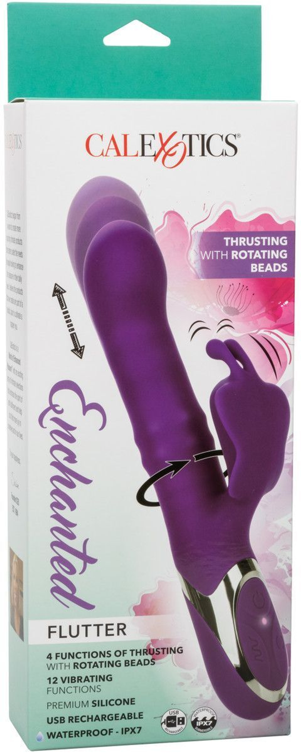 Фиолетовый вибратор-кролик Enchanted Flutter с массажем бусин и пенетрацией (Цвет: розовый)