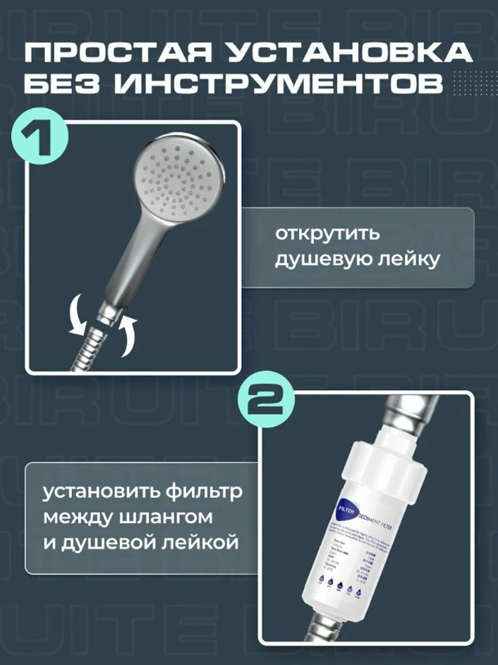 Набор фильтров для душа S-cleaner от жесткой воды и хлора корейский многоразовый, 2 шт.
