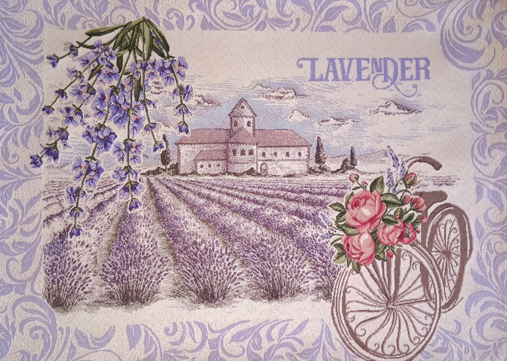 Декоративная гобеленовая наволочка для интерьерной подушки Лаванда Прованс 68х47