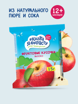 Когда Я Вырасту. ФРУКТОВЫЕ КУСОЧКИ из ЯБЛОК 15 г (с 12 мес)