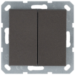 Выключатель двухклавишный 10A 250V~ с накладкой, цвет Мокко