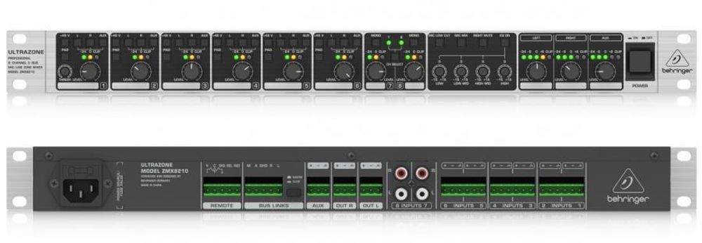 Behringer ZMX2600 зонный микшер, 6 зон, 2 стереовхода, 6 стереовыходов, переключение зон mono/stereo, индик. вых. уровня, балансные входы и выходы XLR