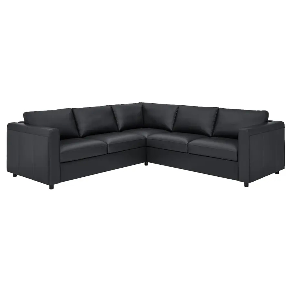 4-местный угловой диван- IKEA VIMLE, 249х98х80 см, черный, кожа, ВИМЛЕ ИКЕА