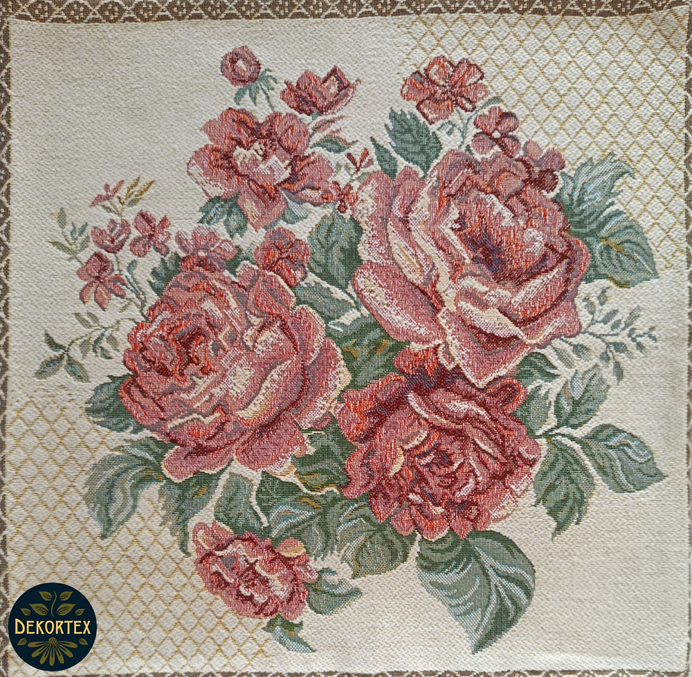 Декоративный гобеленовый чехол Розы белые 47х47