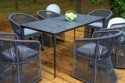 "Романо" обеденная группа на 6 персон, каркас темно-серый, роуп темно-серый