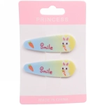Зажимы для волос детские 2шт «Happy smile», зайка, микс 6 цветов, 5,5*1,5см