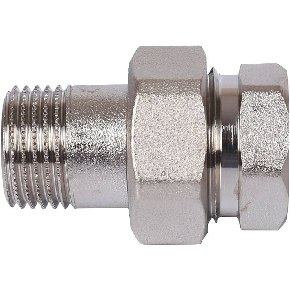 Соединение быстроразъемое (американка) STOUT - 1/2" (ВР/НР, латунь никелированая, плоск.уплотнение)