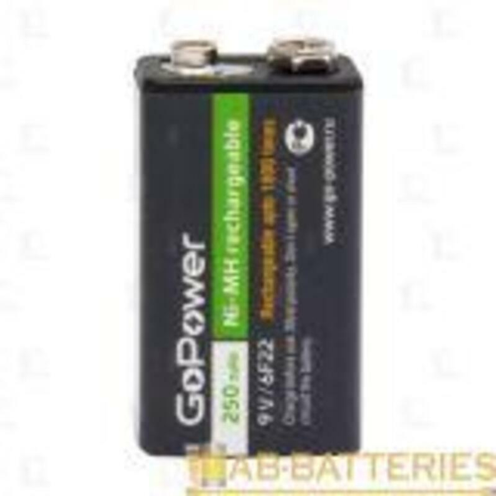 Аккумуляторная батарея GoPower Крона 6F22 250mAh