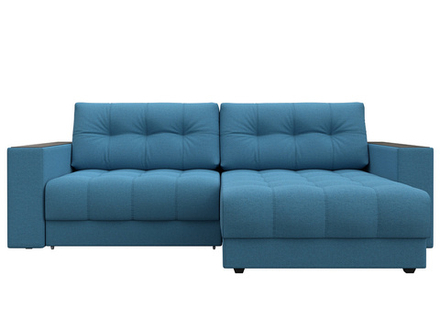 Диван угловой с декором Лига-049 НПБ, Амур 10 РОГОЖКА голубой