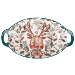 Блюдо с ручками "Kawaii Forest.Deer"27*16*4см. v=450мл. (min9) (фарфор) (транспортная упаковка)