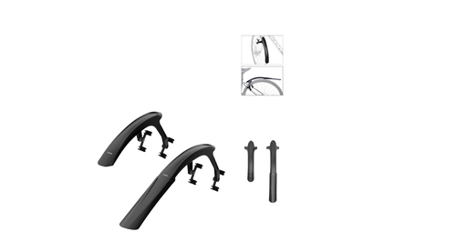 Крылья RBRL ROAD/GRAVEL 700x28/45C, комплект передне/заднее, крепеж: переднее на штаны вилки, заднее на задние перья рамы; пластиковые, черные