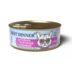 Влажный корм Best Dinner Exclusive для стерилизованных кошек с цыпленком, телятиной и клюквой, банка