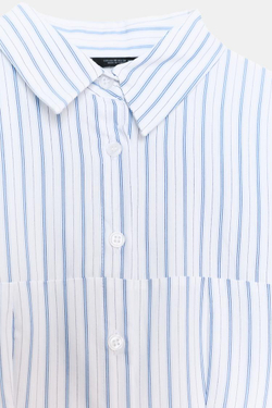 ZARA ПЛАТЬЕ-РУБАШКА МИДИ В ПОЛОСКУ, БЕЛЫЙ/РОЗОВЫЙ