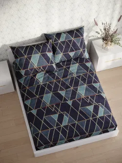 Постельное белье перкаль Сказка "Энигма" 2-спальное Наволочка 50х70 см 2 шт Простынь на резинке 160x200 см Пододеяльник 175x215 см