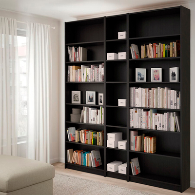 Стеллаж Билли 06 Венге Цаво 3354 200*28*237 см, Черный   Фиеста