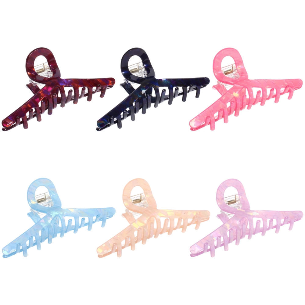 Заколка - краб для волос «AKS-EMPIRE», петля, микс 6 цветов, 11*4,5см