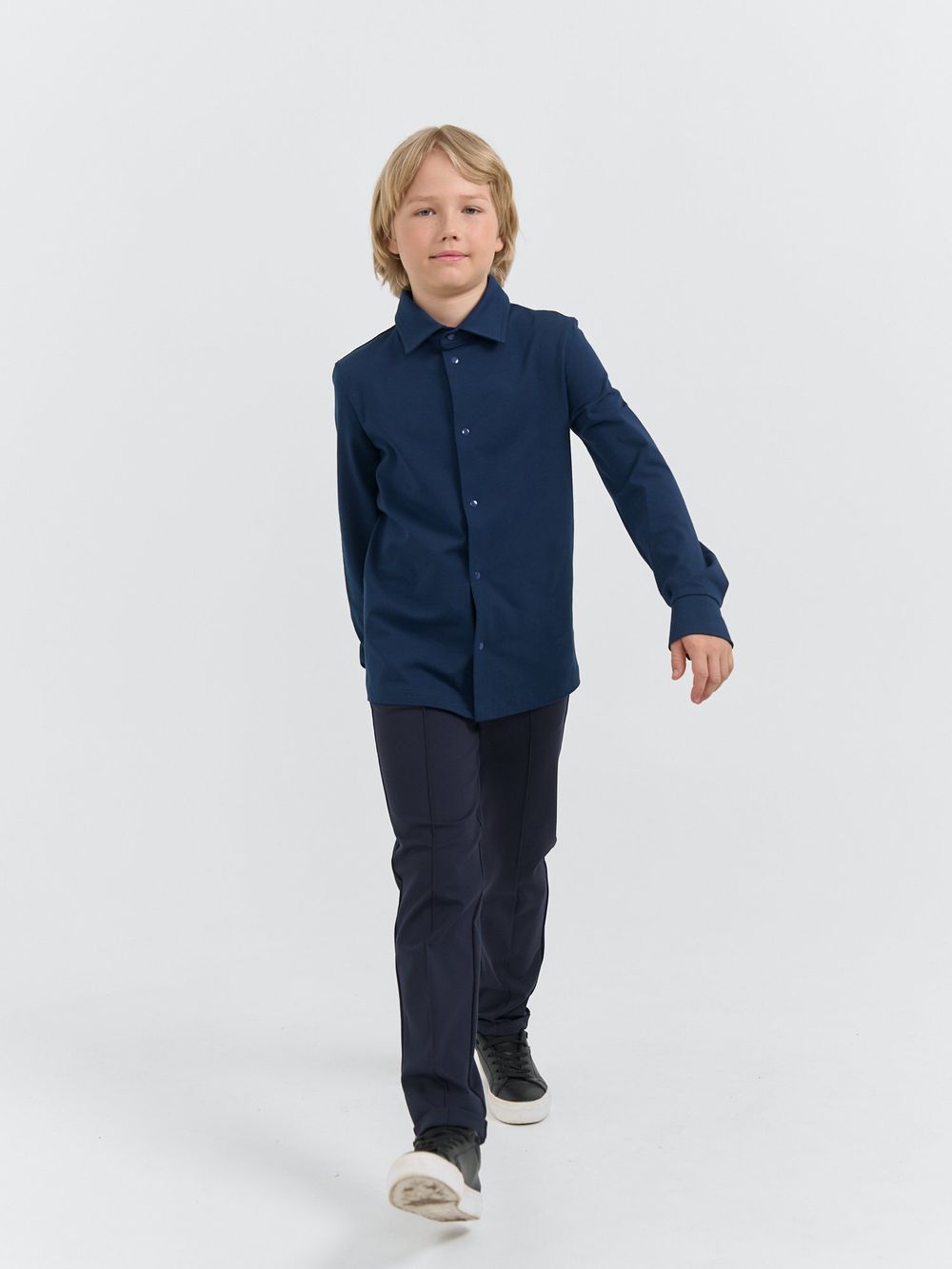 Рубашка трикотажная "Синяя" на кнопках 7+