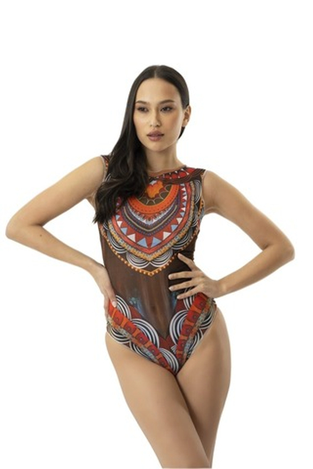 Слитный купальник без рукава "Африка"