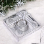 Свечи новогодние «Ель» 11.5*11.5*3 см (набор 5шт), Серебро