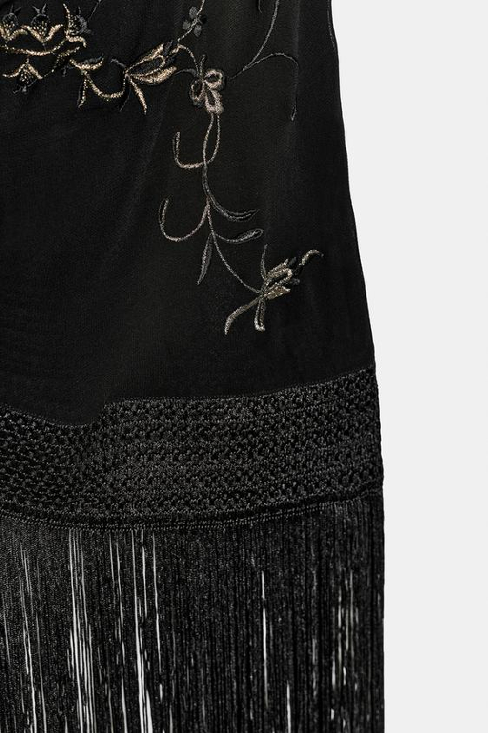 ZARA ТОП С ВЫШИВКОЙ И БАХРОМОЙ — ZW COLLECTION, ЧЕРНЫЙ