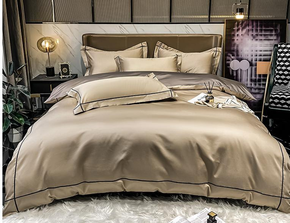 ZEPHYR HOME КПБ Двуспалка ЕВРО Мако-Сатин 100s Бронза