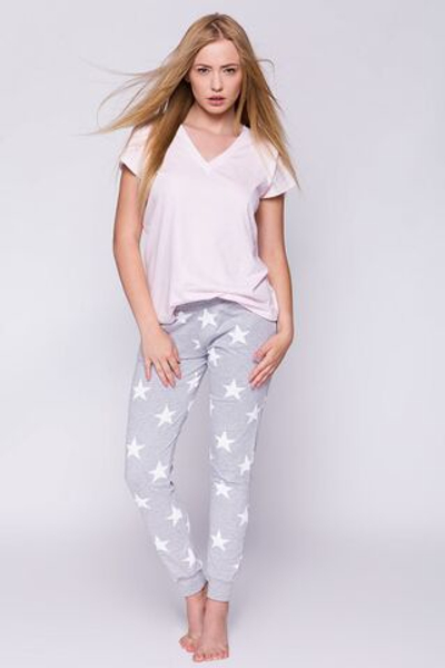 Пижама Gwiazdka со звездами на штанишках (Размер: L) (Цвет: розовый с серым)
