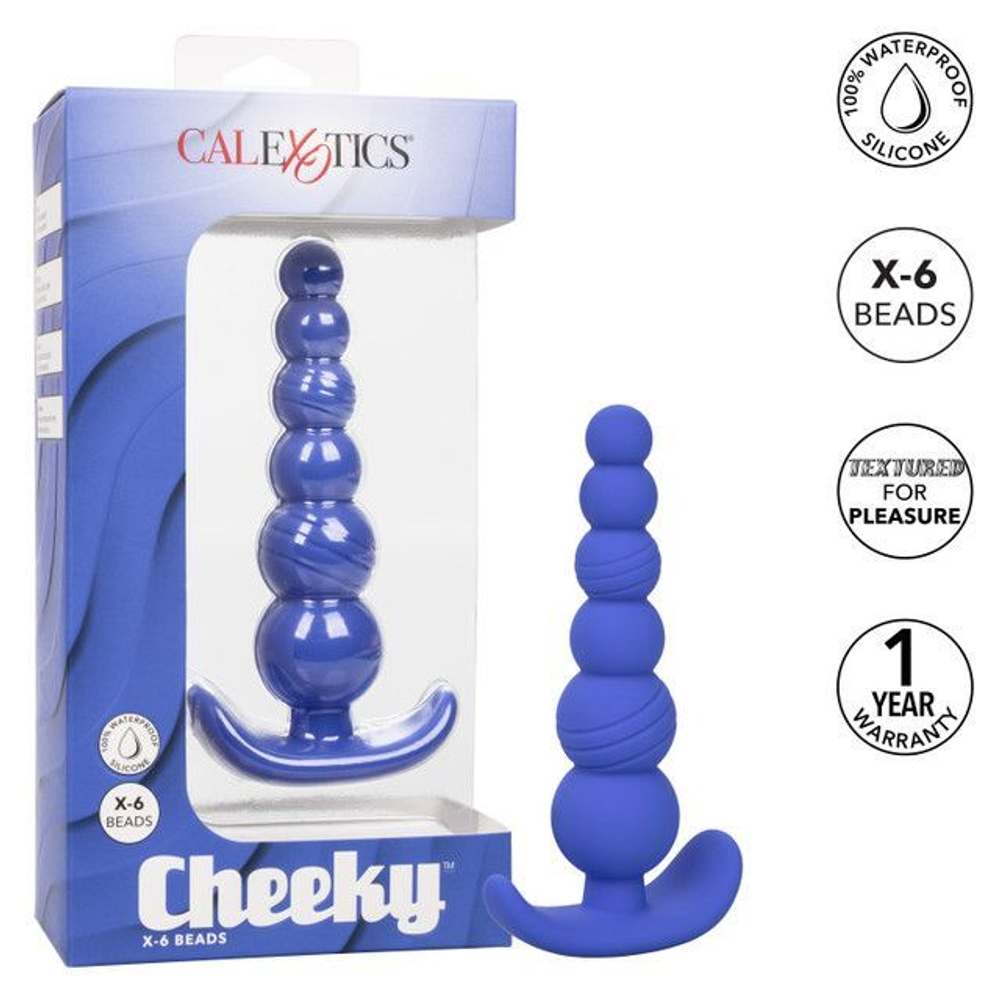 Синяя анальная пробка Cheeky X-6 Beads - 12,75 см.