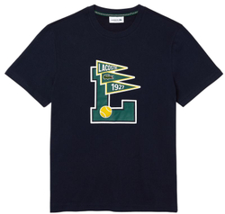 Мужская теннисная футболка Lacoste Crew Neck Pennants L Badge Cotton T-Shirt M - navy