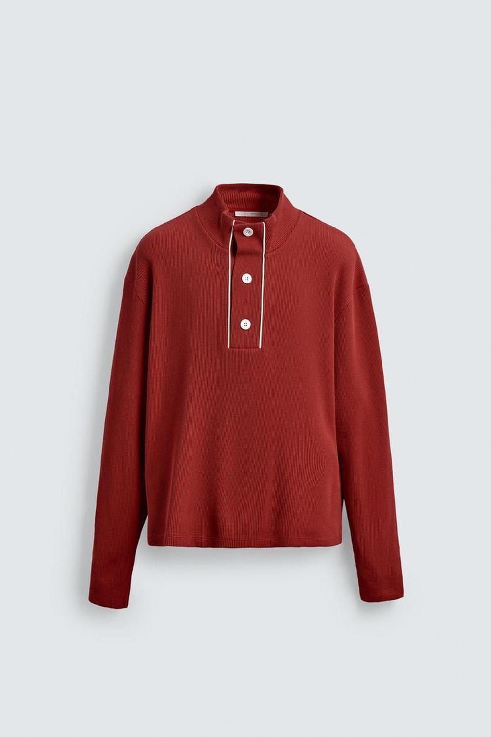 ZARA ПОЛО С КОНТРАСТНОЙ ОТДЕЛКОЙ, КРАСНЫЙ