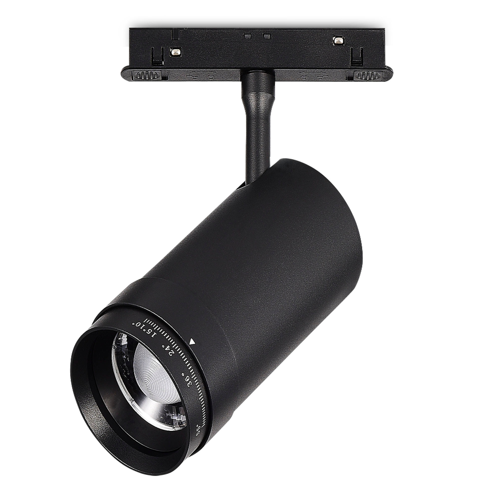 ST357.436.20 Магнитный трековый светильник ZOOM Черный LED 1*20W 3000K Lm Ra90 10-55° IP20 D60xH170 48VV