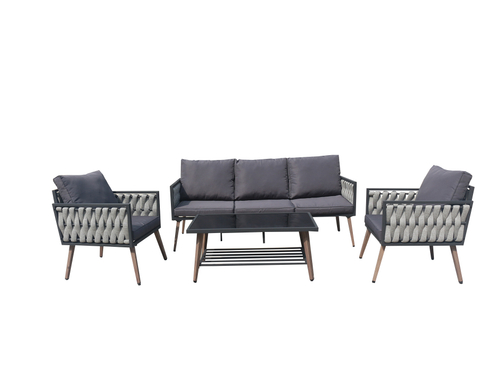 Набор мебели Гранд арт.GS068 антрацит, серый 2 уп. (стол+2кресла+диван) "Garden story"