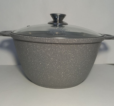 Кастрюля Kukmara 4л. со стеклян.крышкой (мрамор)