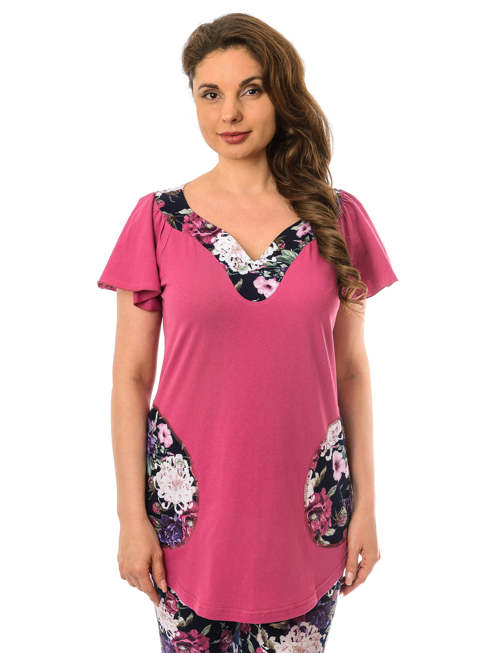 Футболка Фк-166/фуксия-пион