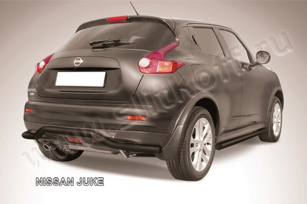 Защита заднего бампера (нержавейка) Nissan Juke (2010-2014) d57 волна (черный)