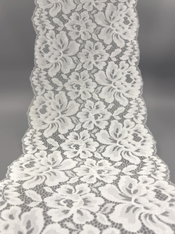 Эластичное кружево теплое белое ширина 22 см ОТРЕЗЫ
