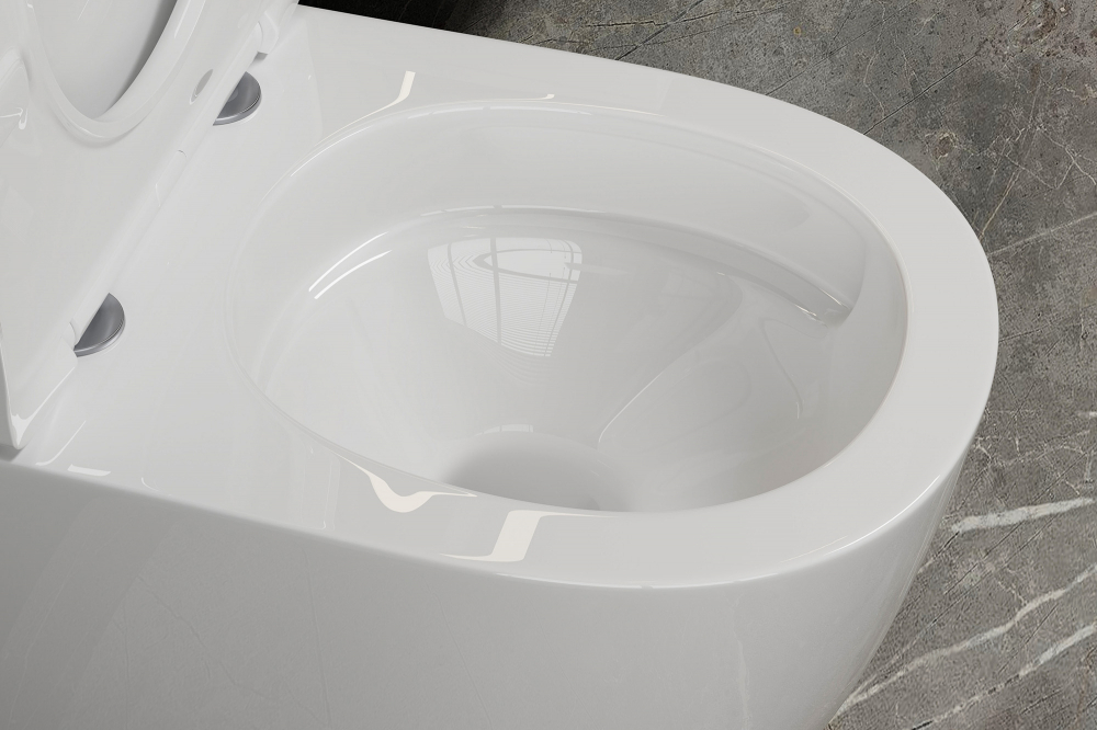 Унитаз ABBER Bequem AC1111T приставной белый, безободковый, смыв торнадо